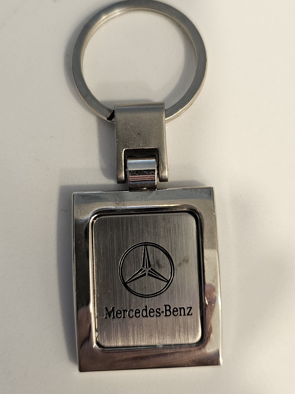 Brushed Silver Mercedes-Benz Metal Keychain